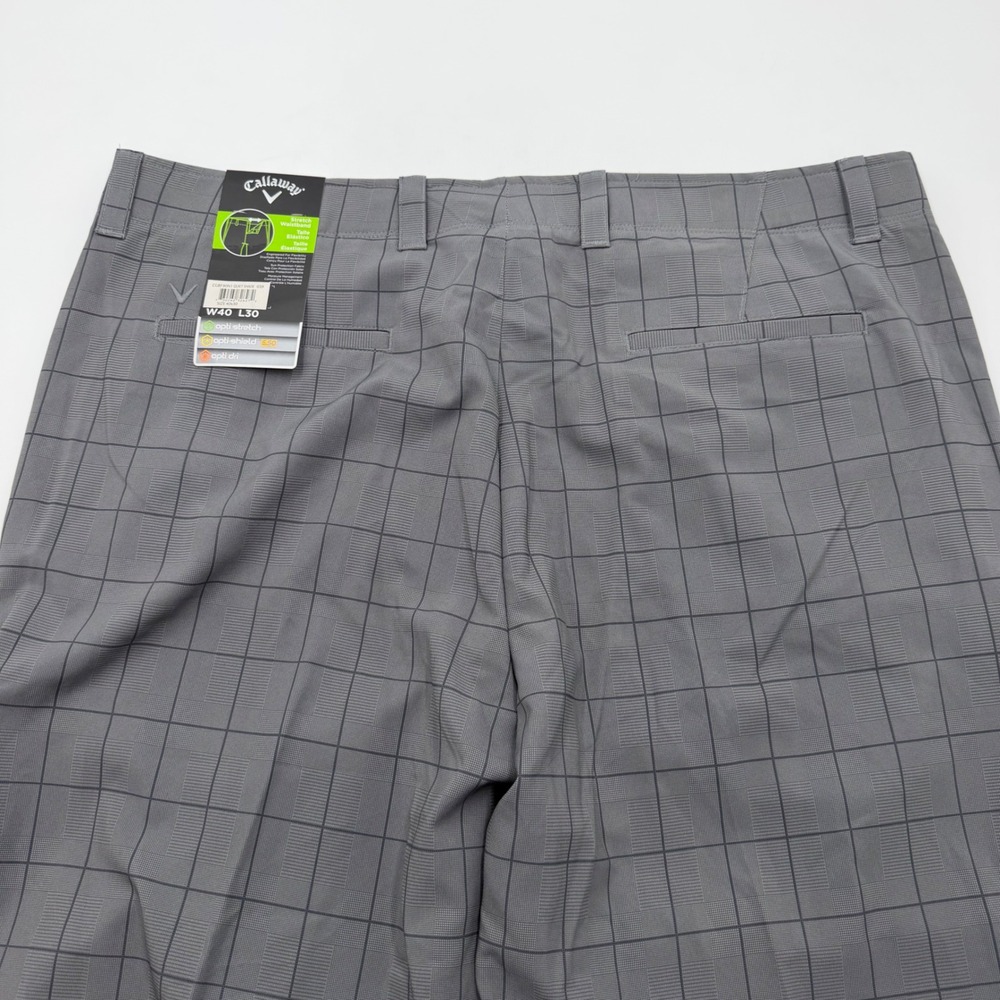 Callaway Mens Opti-Dri Golf Pants Grey Windowpane Plaid Stretch W40 L30 CGBF90N1 - Picture 8 of 9